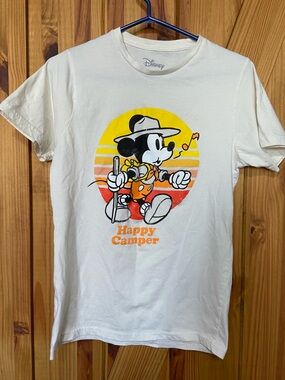 Disney Cream Tee with Gray Logo Print size small Unisex